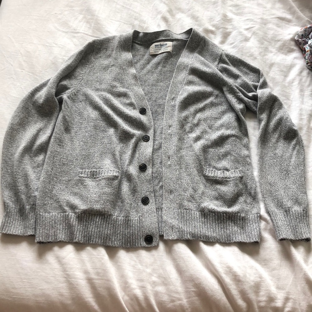 Gray Cardigan Sweater